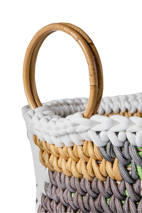 CESTA MAGLIA - CESTA INTERCCIATA COLOR VERDE/BIANCO/GRIGIO