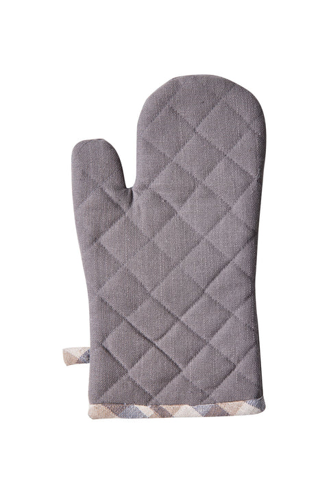 BORMIO - SET 1/3 GUANTO E DUE PRESINE GRIGIO CON BORDO QUADRETTO