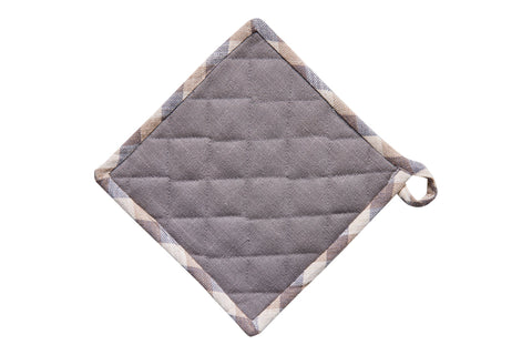 BORMIO - SET 1/3 GUANTO E DUE PRESINE GRIGIO CON BORDO QUADRETTO