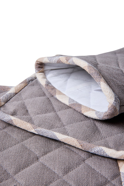 BORMIO - SET 1/3 GUANTO E DUE PRESINE GRIGIO CON BORDO QUADRETTO