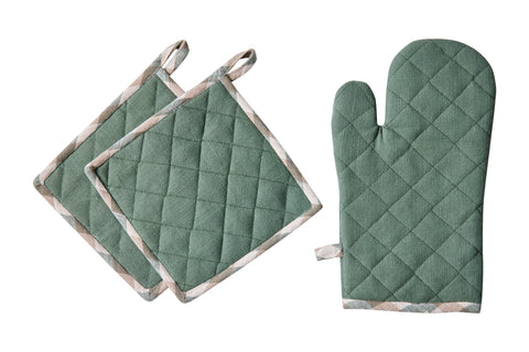 BORMIO - SET 1/3 GUANTO E DUE PRESINE VERDI CON BORDO QUANDRETTO