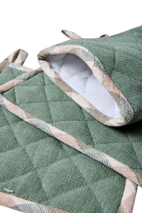 BORMIO - SET 1/3 GUANTO E DUE PRESINE VERDI CON BORDO QUANDRETTO