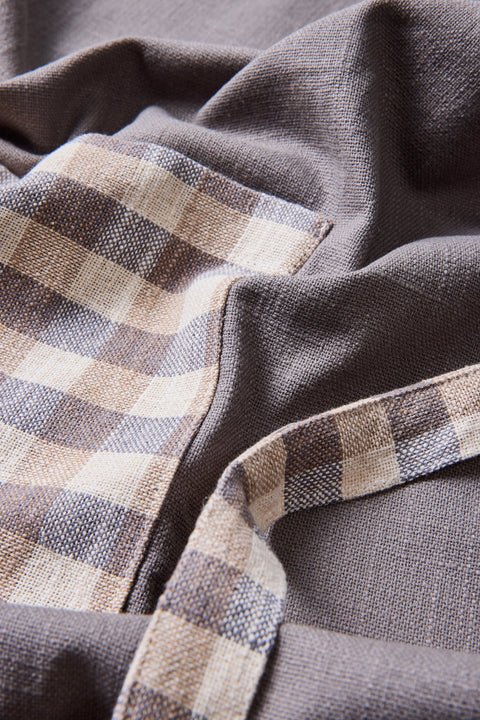 BORMIO - GREMBIULE GRIGIO CON TASCA E BORDI QUANDRETTI