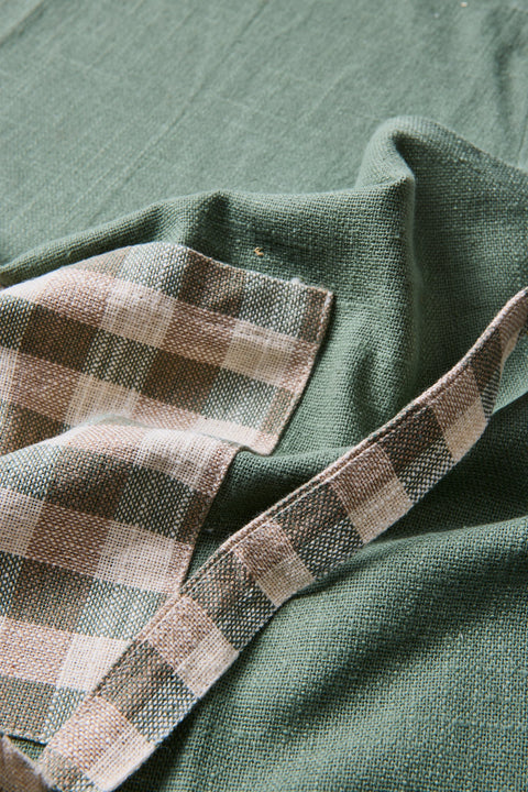 BORMIO - GREMBIULE VERDE CON TASCA E BORDI QUADRETTO