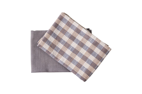 BORMIO - ASCIUGHINI SET 1/2 BEIGE E QUANDRETTI