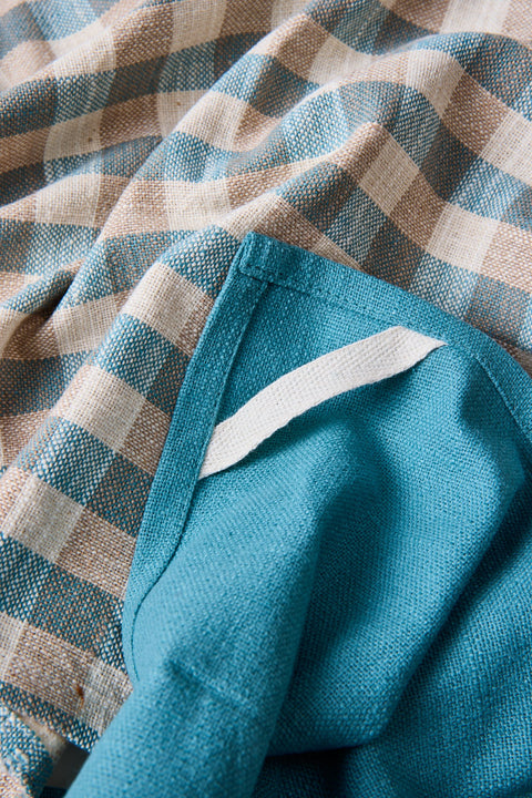 BORMIO - ASCIUGHINI SET 1/2 AZZURRO E AZZURRO CON QUADRETTI