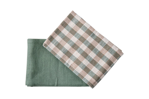 BORMIO - ASCIUGHINI SET 1/2 VERDE E CON QUADRETTI