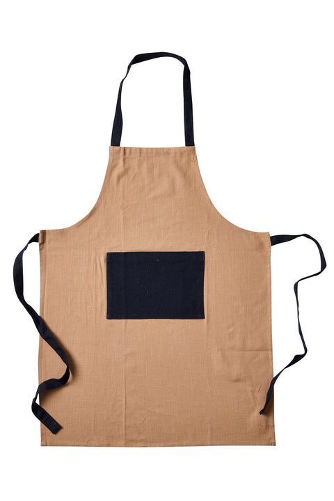 BORMIO - GREMBIULE BEIGE CON TASCA E LECCI NERI