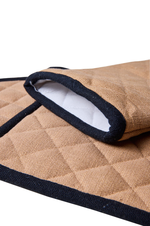 BORMIO - SET 1/3 GUANTO E DUE PRESINE BEIGE CON BORDO NERO