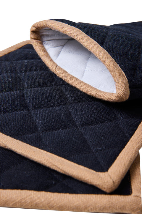 BORMIO - SET 1/3 GUANTO E DUE PRESINE NERE CON BORDO BEIGE