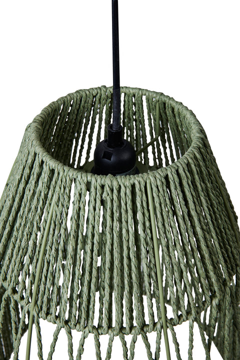 CARTAGENA - LAMPADARI VERDE SALVIA IN RATTAN SET 1/2