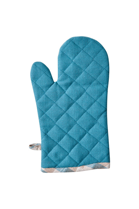 BORMIO - SET 1/3 GUANTO E DUE PRESINE AZZURRO CON BORDO QUADRETT