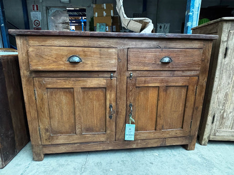 Credenza Vintage in Teak con 2 Cassetti e 2 Ante
