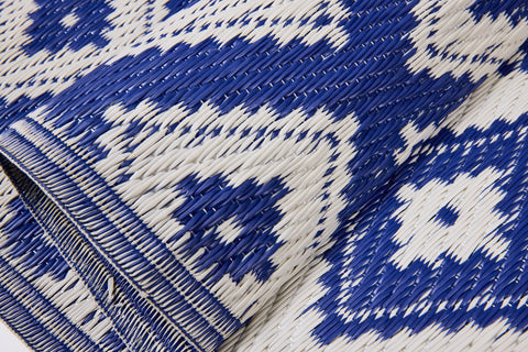 ODISHA - PASSATOIA PP 50X160 BLU CON DECORI BIANCHI