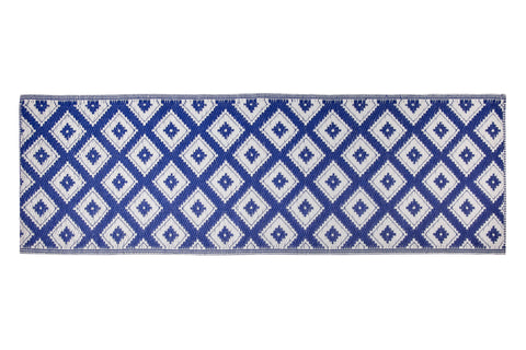 ODISHA - PASSATOIA PP 60X180 BLU CON DECORI BIANCHI