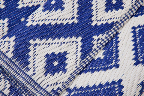 ODISHA - PASSATOIA PP 60X180 BLU CON DECORI BIANCHI