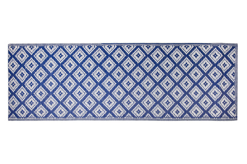 ODISHA - PASSATOIA PP 70X200 BLU CON DECORI BIANCHI