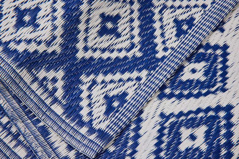 ODISHA - PASSATOIA PP 70X200 BLU CON DECORI BIANCHI