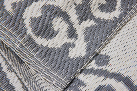 ODISHA - PASSATOIA PP 60X180 GRIGIA CON DECORI BIANCHI