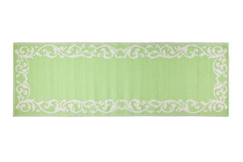 OODISHA - PASSATOIA PP 70X200 VERDE CON DECORI BIANCHI