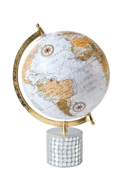 MAPPAMONDO - GLOBO BIANCO BASE METALLO C/SPECCHIETTI