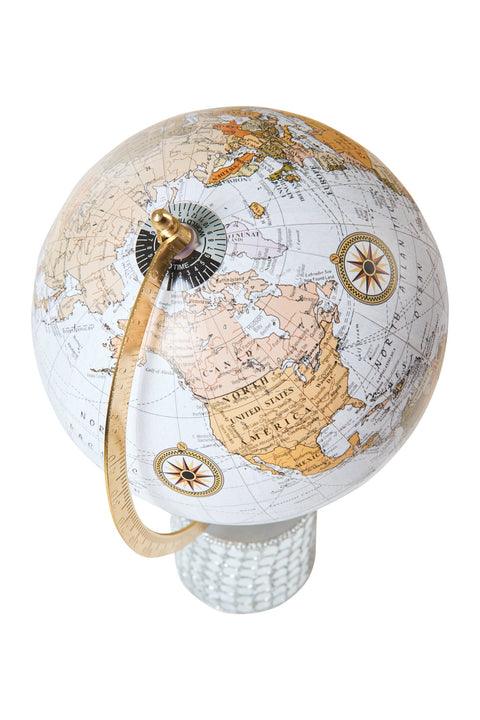 MAPPAMONDO - GLOBO BIANCO BASE METALLO C/SPECCHIETTI