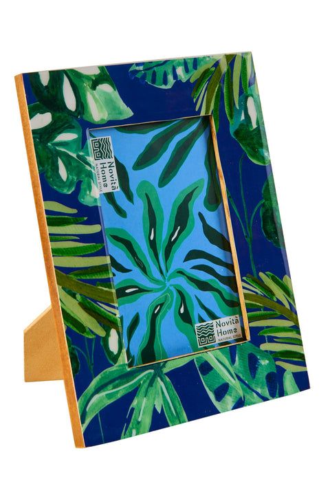 ALAVIDA - PORTA FOTO FOGLIE SU FONDO BLU