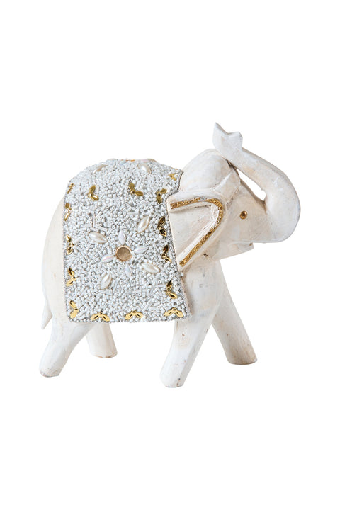 ALAVIDA - ELEFANTE DECORATIVO BIANCO MANGO CON RESINA