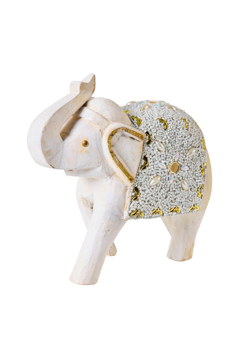 ALAVIDA - ELEFANTE DECORATIVO BIANCO MANGO CON RESINA