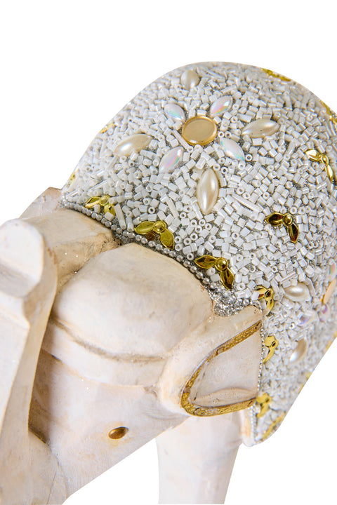 ALAVIDA - ELEFANTE DECORATIVO BIANCO MANGO CON RESINA