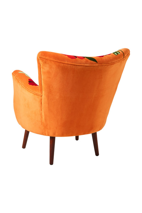 GAILLARDA - POLTRONA RICAMATA FLORAL DESIGNS VELLUTO CARAMELLO