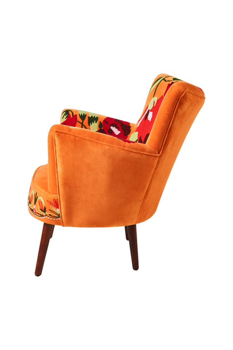 GAILLARDA - POLTRONA RICAMATA FLORAL DESIGNS VELLUTO CARAMELLO