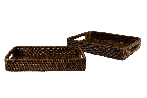 MYANMAR - VASSOIO RETTANGOLARE SET 1/2 CON INVITO MANI