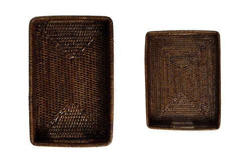 MYANMAR - VASSOIO RETTANGOLARE SET 1/2 CON INVITO MANI