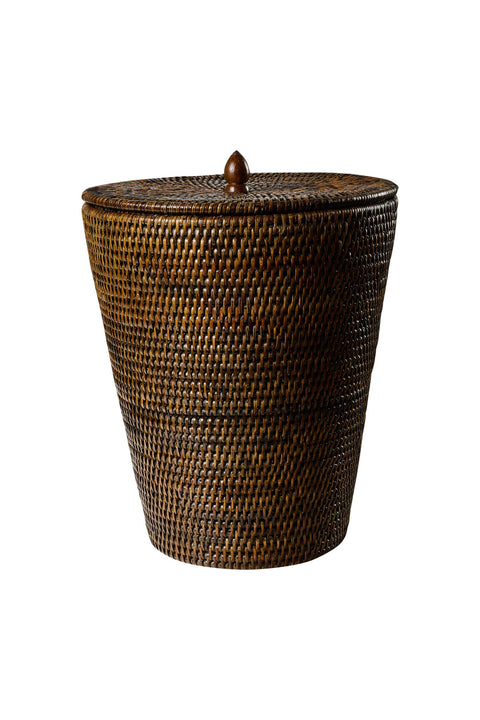 MYANMAR - CESTINO GETTACARTE RATTAN CON COPERCHIO