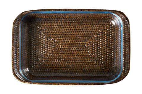 MYANMAR - CESTA IN RATTAN CON PYREX IN BORISILICATO