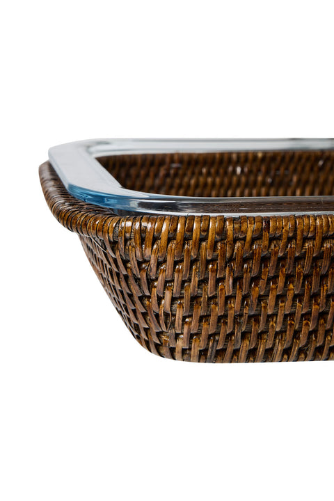 MYANMAR - CESTA IN RATTAN CON PYREX IN BORISILICATO