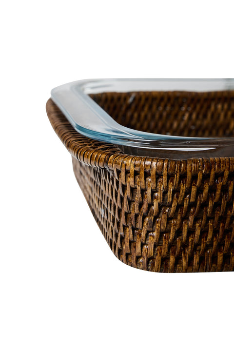 MYANMAR - CESTA IN RATTAN CON PYREX IN BORISILICATO