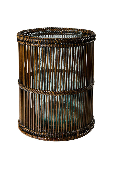 MYANMAR - LANTERNA CILINDRICA RATTAN CON VETRO TLIGHT