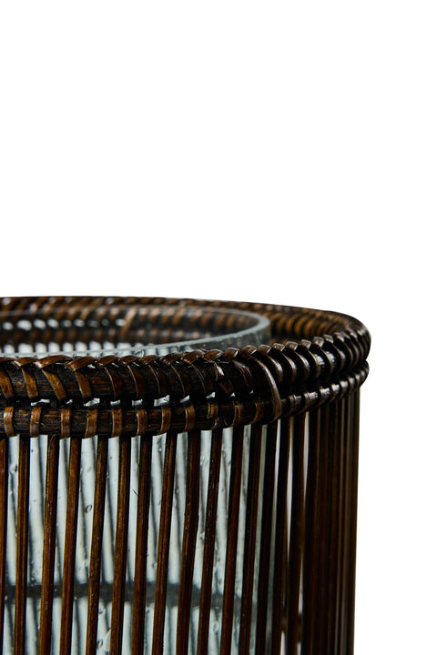 MYANMAR - LANTERNA CILINDRICA RATTAN CON VETRO TLIGHT