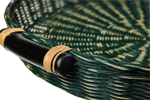 MYANMAR - VASSOI 1/3 IN MIDOLLINO CON MANICI IN RATTAN VERDI