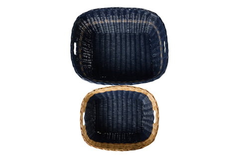 MYANMAR - CESTE PORTA RATTAN BLUE E NATURALE FORME DIVERSE 1/2