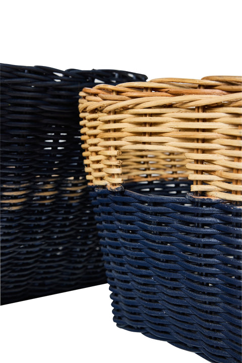 MYANMAR - CESTE PORTA RATTAN BLUE E NATURALE FORME DIVERSE 1/2