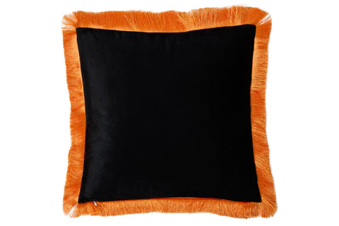 Cuscino Zebrato con Frange Arancioni in Velluto - MALINDI
