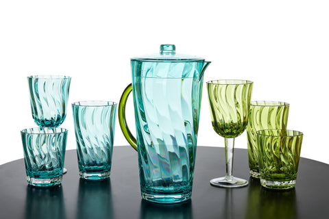 MAIORCA - BROCCA AZZURRA CON MANICO VERDE IN METACRILATO