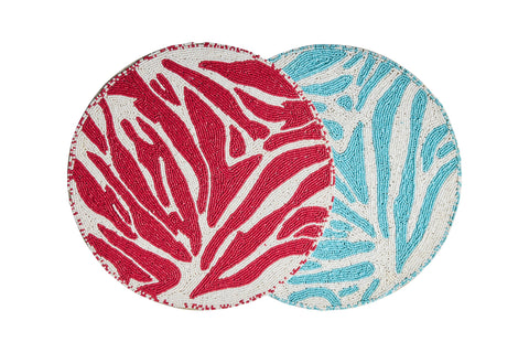 SEA FOOD - SOTTOPIATTI PERLINE CORALLO ROSSO SET 1/4