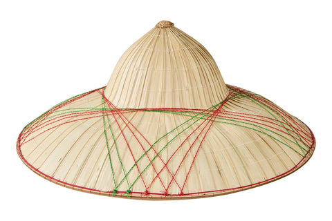 SAMPEI - CAPPELLO INTRECCIO PALMA TESA LARGA CON FILI ROSSI VERD