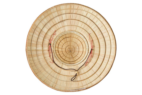 SAMPEI - CAPPELLO INTRECCIO PALMA TESA LARGA CON FILI ROSSI VERD