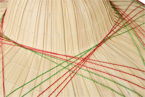 SAMPEI - CAPPELLO INTRECCIO PALMA TESA LARGA CON FILI ROSSI VERD