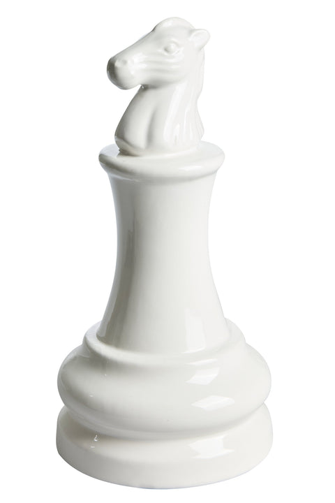 CHECKMATE - CAVALLO SCACCHI DECORATIVO BIANCO CERAMICA